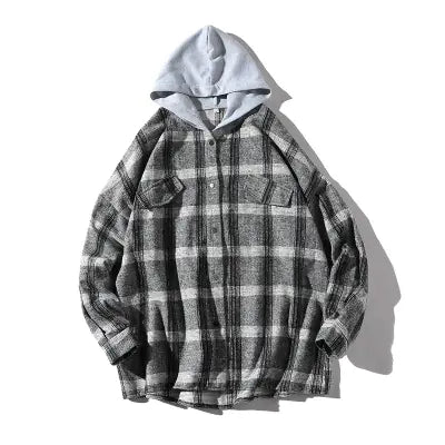 Couple's Checkered Hoodie Shirt Jacket