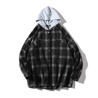 Couple's Checkered Hoodie Shirt Jacket