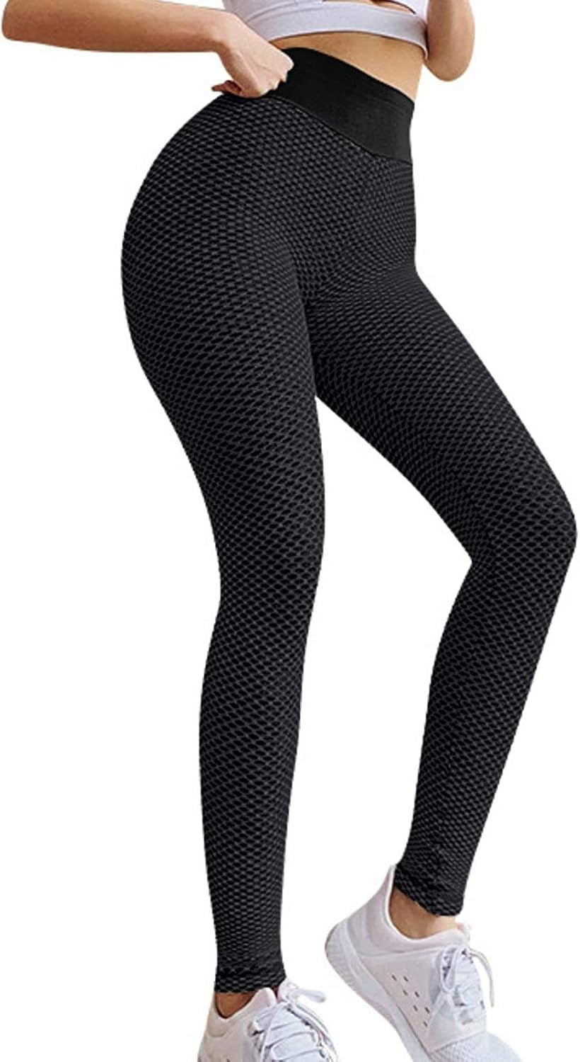 Women Butt Lift Leggings High Waist Leggings Workout Slimming Pants Booty Mesh Tights Textured Tights Leggings