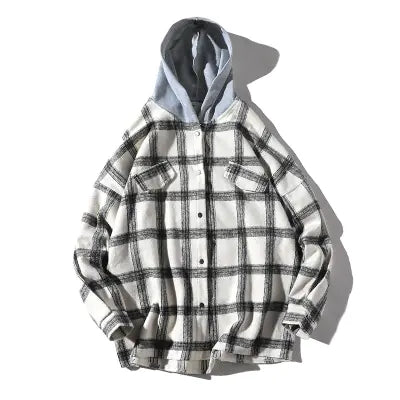 Couple's Checkered Hoodie Shirt Jacket